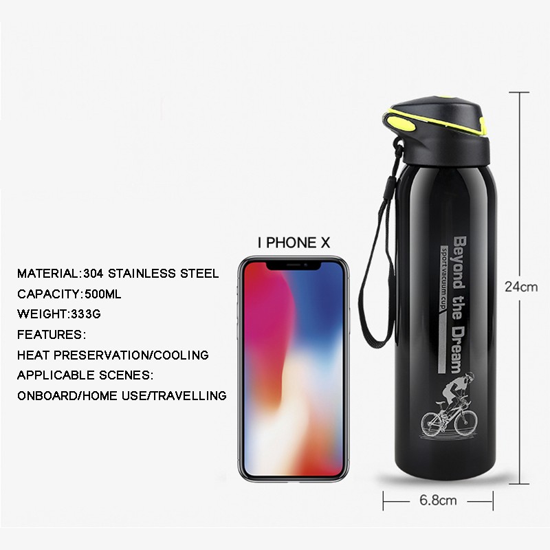 Bình đựng nước bằng thép không gỉ cho xe đạp dung tích 500ml