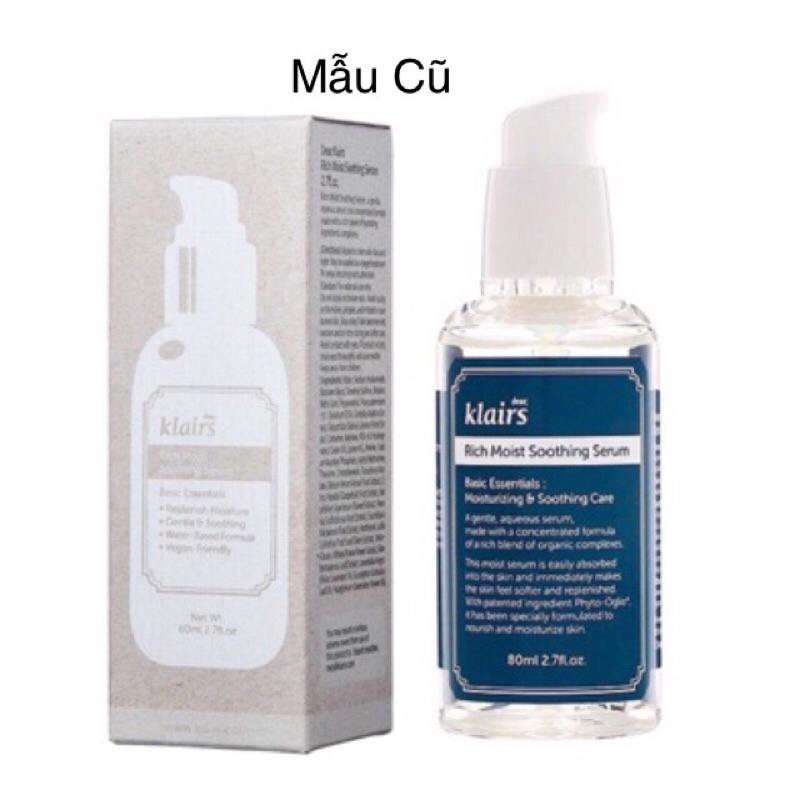 Tinh Chất Cấp Nước, Dưỡng Ẩm Dear Klairs Rich Moist Soothing Serum 80ml Nhập Khẩu