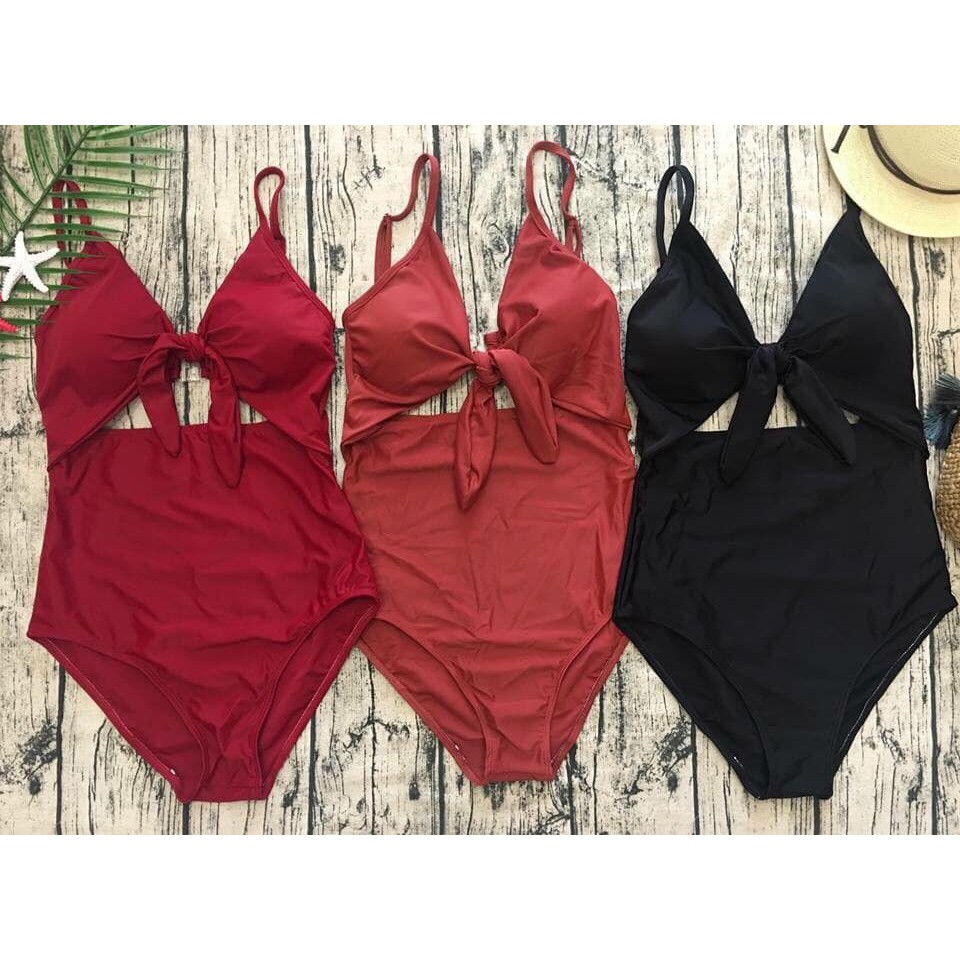 Bikini liền đen nơ ngực mặc đi biển nữ tính (100% như hình) | BigBuy360 - bigbuy360.vn