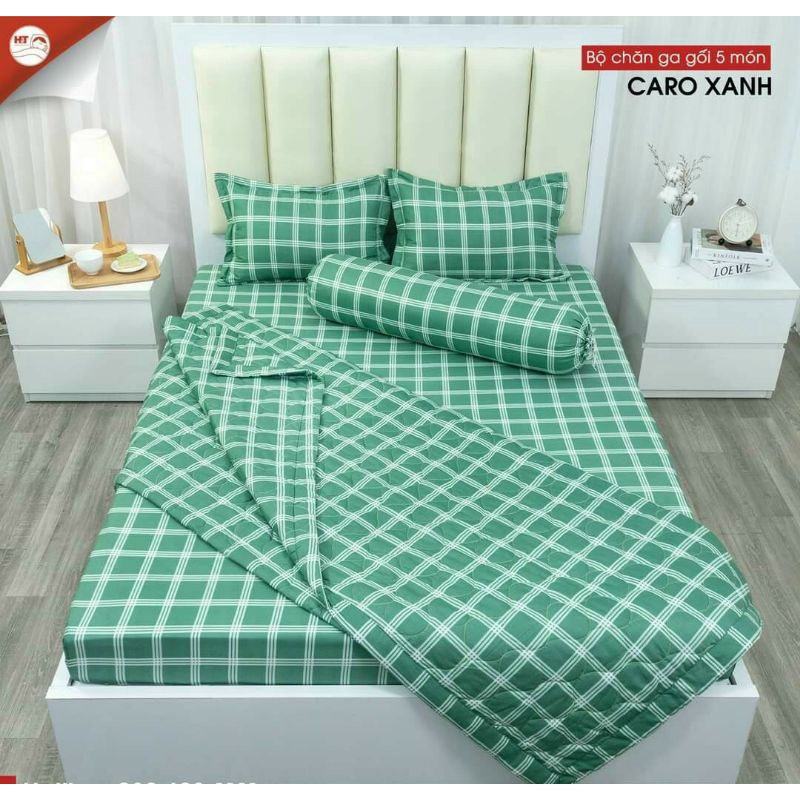 Bộ chăn ga gối hè 5 món cotton poly hàn quốc