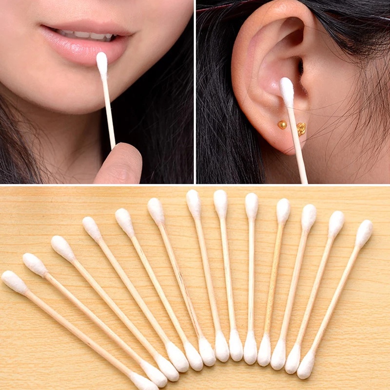 Set 100 Tăm Bông Cotton Tre Hai Đầu Dùng Một Lần Đa Năng Tiện Lợi