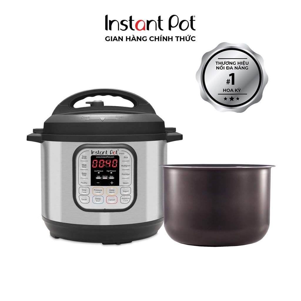 COMBO Nồi áp suất điện đa năng Instant Pot DUO 60 (dung tích 5.7L) và Lòng nồi chống dính phủ Ceramic 5,7L