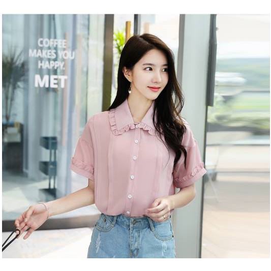 ÁO SƠ MI NỮ CỔ BÈO TAY NGẮN A1044 | BigBuy360 - bigbuy360.vn