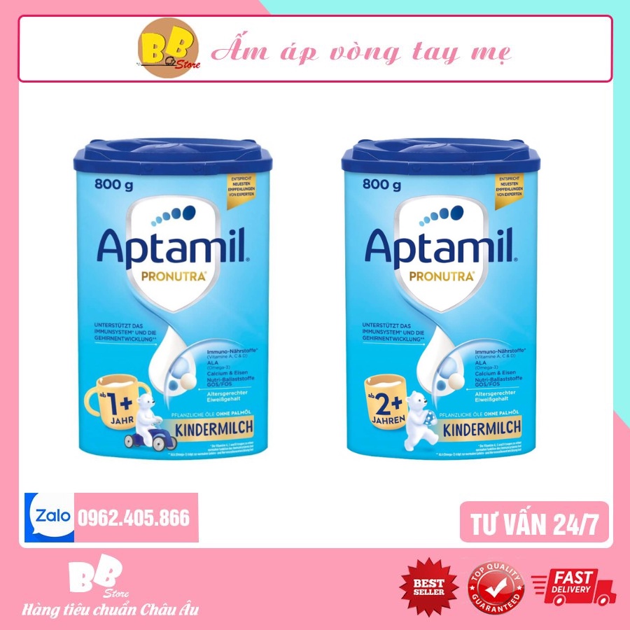 Sữa bột Aptamil Kinder xanh cao 800gr số 1+ 2+