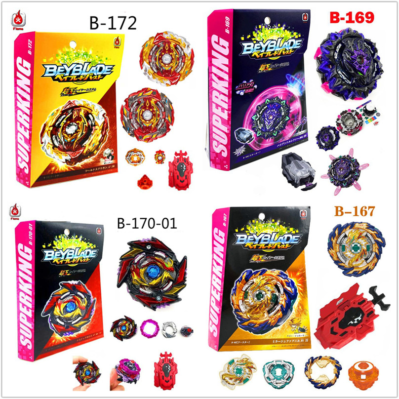 Beyblade Burst B-172 World Spriggan B-169 Red and Blue B-168 Rage Longinus B-164 RB20 Curse Satan Hr.Un 1D  B-163 Booster Brave Valkyrie B-160 King Helios.Zn B-159 Super Hyperion Xceed B-157 Bigbang B-156 Naked Spriggan