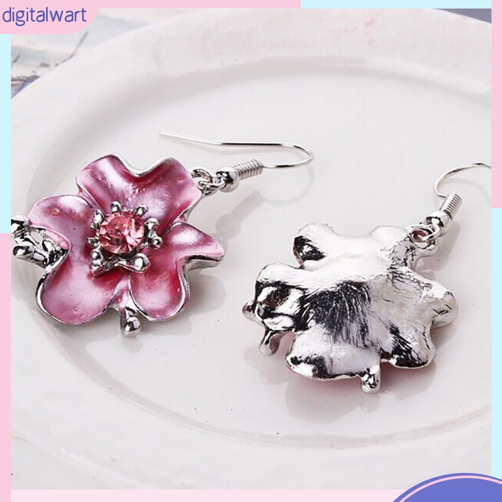 Bộ Vòng cổ + Bông Tai Đính Đá Hình Hoa Nhiều Màu Cho Nữ