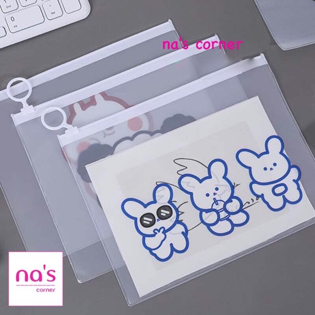 Túi ví zip chống thấm đựng bút, mỹ phẩm size A5 hình thú dễ thương