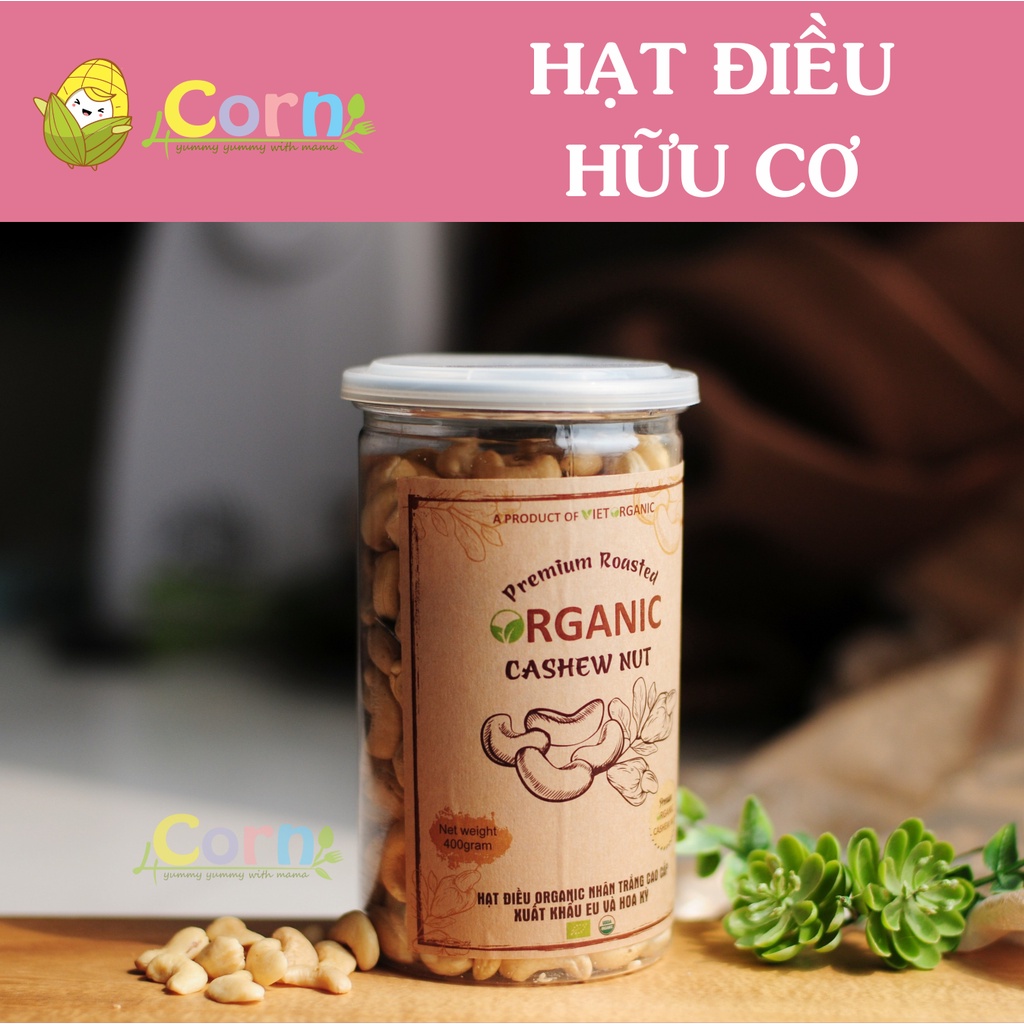 Hạt điều hữu cơ tách vỏ, không muối, chưa rang - Cho bé 12m+