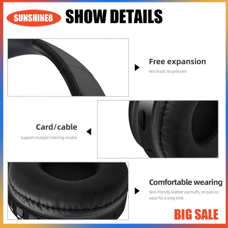 【SUN】Wireless Headphones Over Ear Wireless Headphones Foldable Stereo Earphones