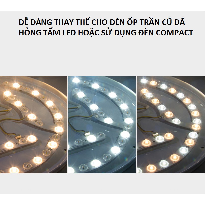 Vỉ led 3 màu thay thế đèn ốp , đèn quạt trần, đèn mâm trang trí có thể ghép kích thước và công suất tùy ý