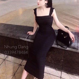Váy 2 dây quai nhỏ body đen