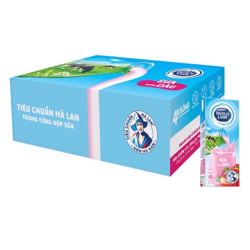 Thùng 48 x 180ml Sữa Tươi Tiệt Trùng Hương Dâu DUTCH LADY