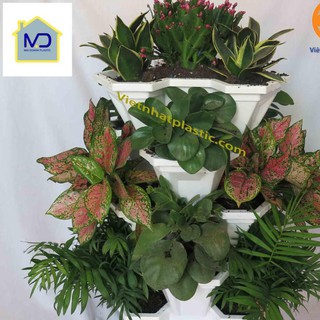 (sieu hot) combo tháp trồng cây, trồng dâu tây 5 chậu 1 tháp
