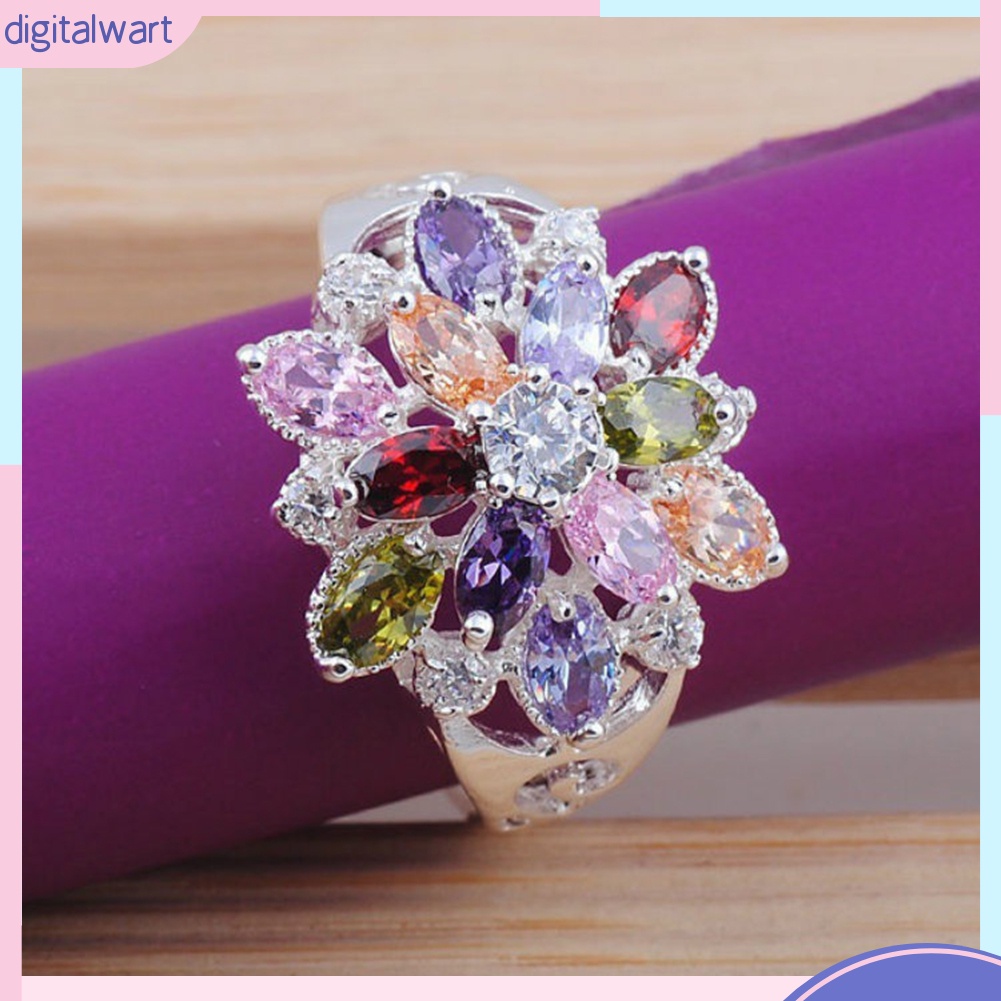 Nhẫn nữ đính đá nhiều màu sắc tinh tế thời trang