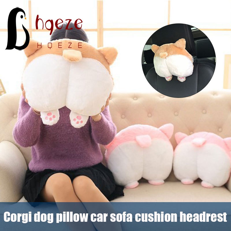 Gối Tựa Đầu /Đệm Hình Chú Chó Corgi Đáng Yêu Cho Xe Hơi