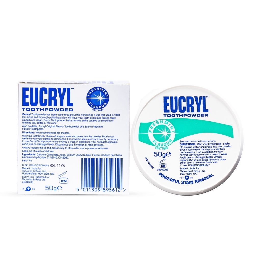 Bột Tẩy Trắng Răng Bạc Hà Eucryl Toothpowder Giúp Làm Sạch Miệng, Hơi Thở Thơm Mát 50g