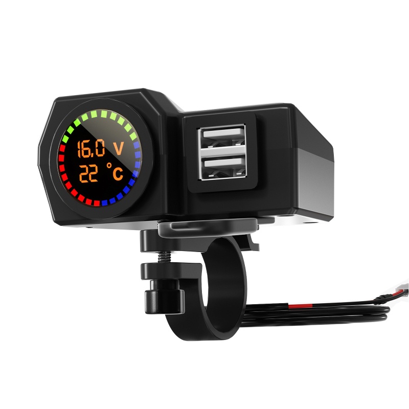 Bộ Chuyển Đổi Nguồn Điện Chống Sốc Hai Cổng USB Cho Xe Máy