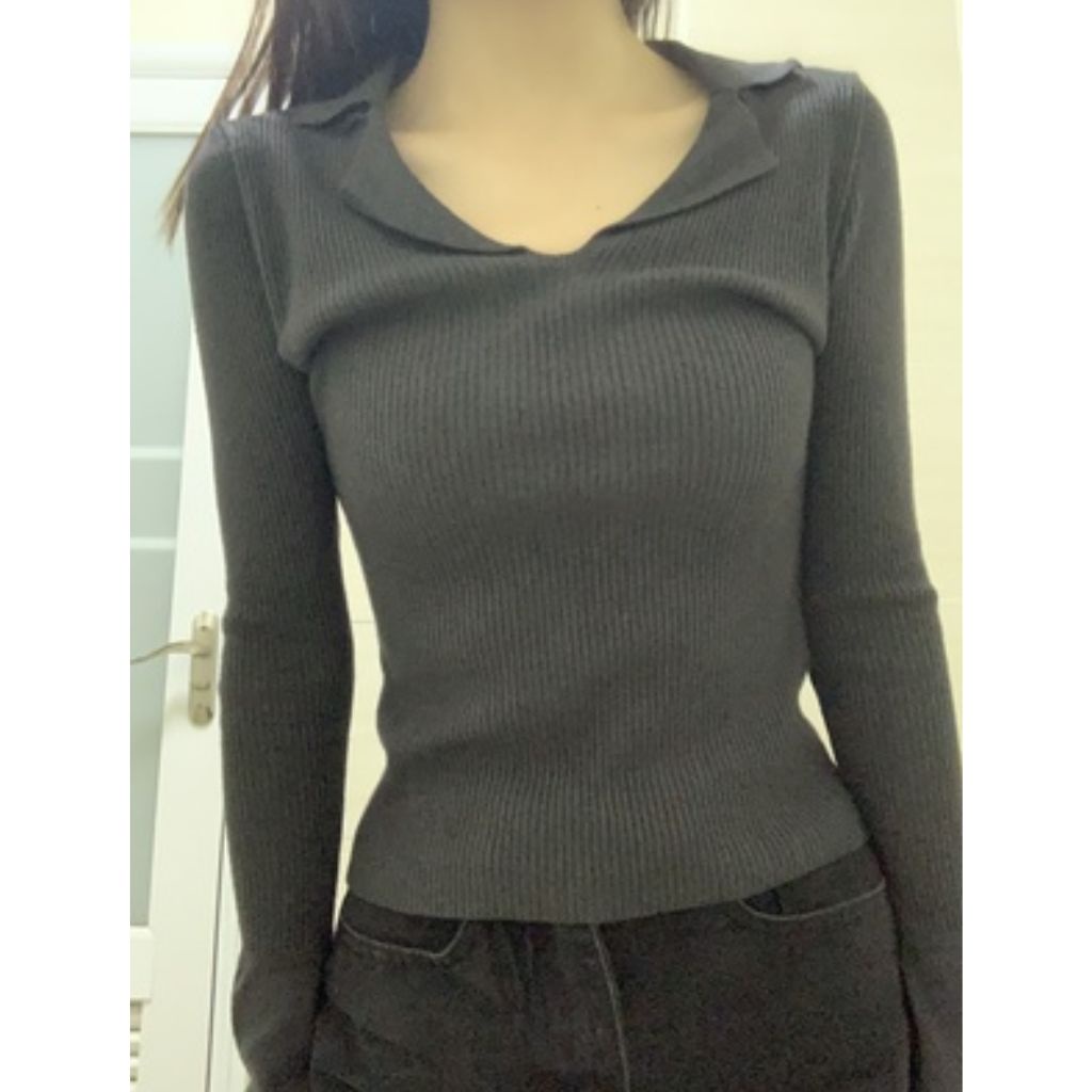 Áo len tay dài cổ chữ V,  áo len dệt kim sexy tôn dáng chất lượng hàng order Taobao nhà Oanhdilys