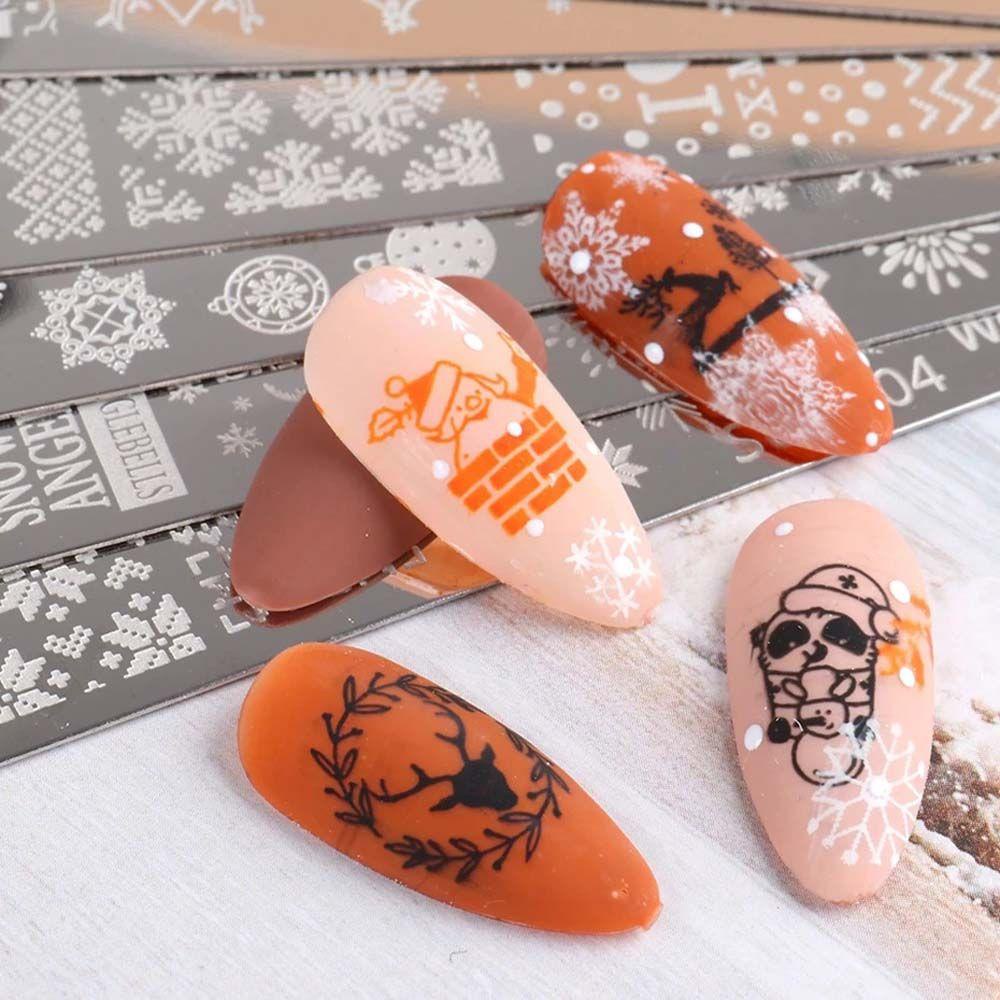 Khuôn In Móng Tay In Hình Nai Sừng Tấm Phong Cách Giáng Sinh