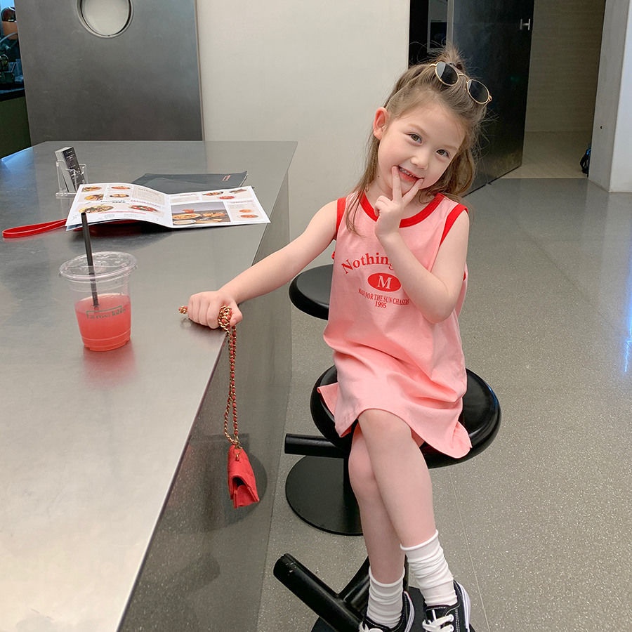 Đầm Sát Nách Dáng Vừa In Họa Tiết Xinh Xắn Thời Trang Cho Bé Gái