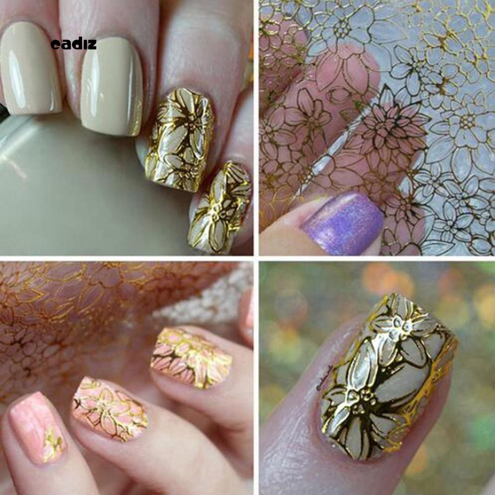 Tấm miếng dán trang trí móng tay nghệ thuật họa tiết hoa 3D