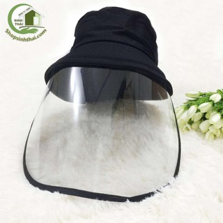 Nón mũ chống giọt bắn nước bọt - nón mũ có màn che kính màu đen