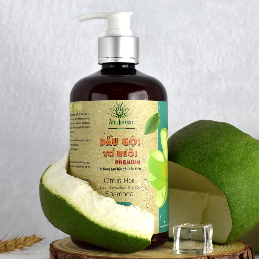 (Chính hãng) Dầu gội vỏ bưởi cao cấp Premium AmeGreen giảm rụng tóc, kích mọc tóc (600ml)