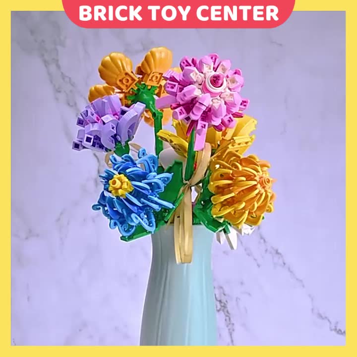 Cành hoa hồng hoa hướng dương hoa tulip decor trang trí bàn làm việc nhà cửa quà tặng 8/3 20/10 đồ chơi lắp ráp mô hình | BigBuy360 - bigbuy360.vn
