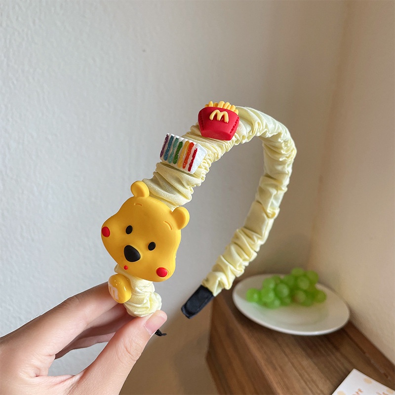 Băng Đô Cài Tóc Xếp Ly Họa Tiết Hoạt Hình Phong Cách Hàn Quốc 2022 Cho Bé Gái