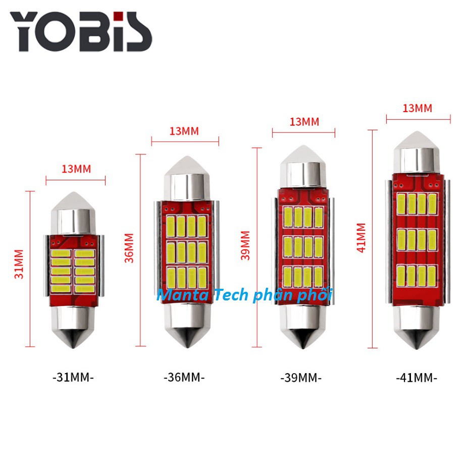 Bóng đèn LED hãng Yobis 2 đui gắn trần xe ' nội thất &  biển số ' ô tô - xe hơi  '31mm tới 41mm