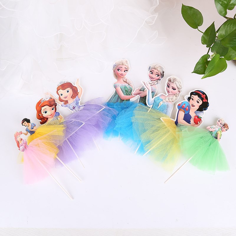 Phụ Kiện Trang Trí Bánh Kem Hình Công Chúa Elsa/Bạch Tuyết/Bạch Tuyết Disney