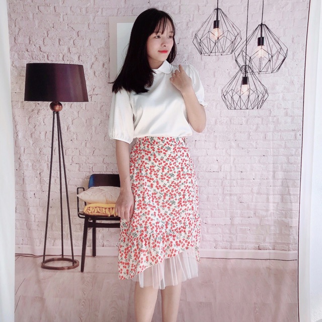 Set trang phục áo sơ mi + chân váy ( hình thật- có bán rời)