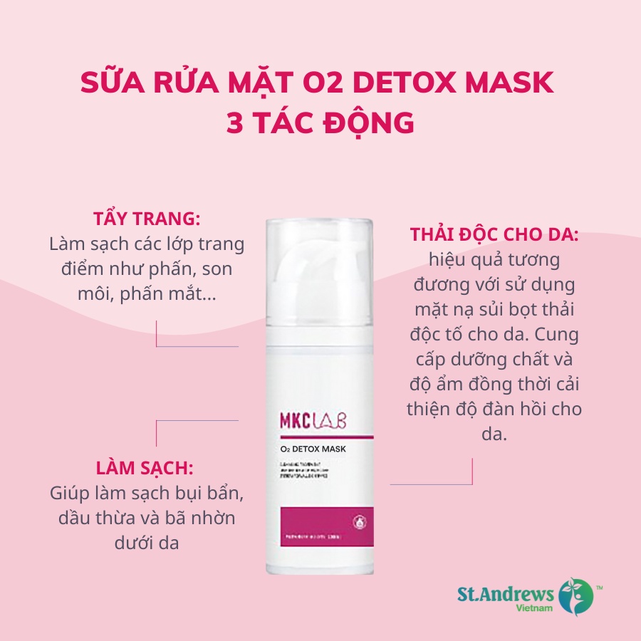 Sữa rửa mặt sủi bọt thải độc da O2 Detox Mask - Thành phần lành tính giúp sạch sâu, dưỡng ẩm da & kháng khuẩn giảm mụn