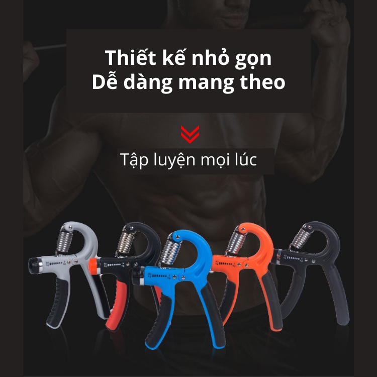 Kìm Bóp Tập Cơ Tay, Dụng Cụ Tập Gym Tập Tay Có Lò Xo Điều Chỉnh Lực 5-60Kg Tăng Sức Mạnh Cơ Bàn Tay Và Ngón Tay