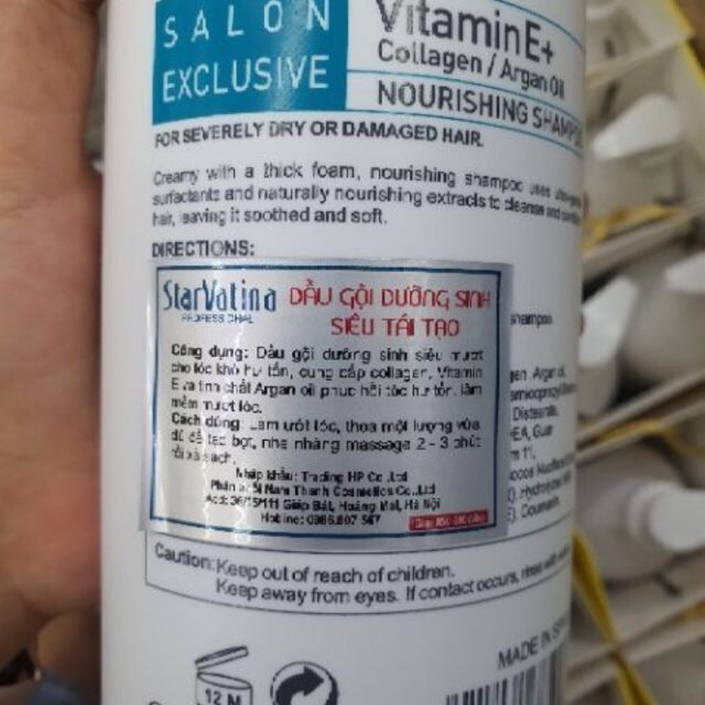 Dầu gội dưỡng sinh siêu tái tạo StarVatina Collagen Argan Oil Vitamin E+ 800ml ( New 2019 )