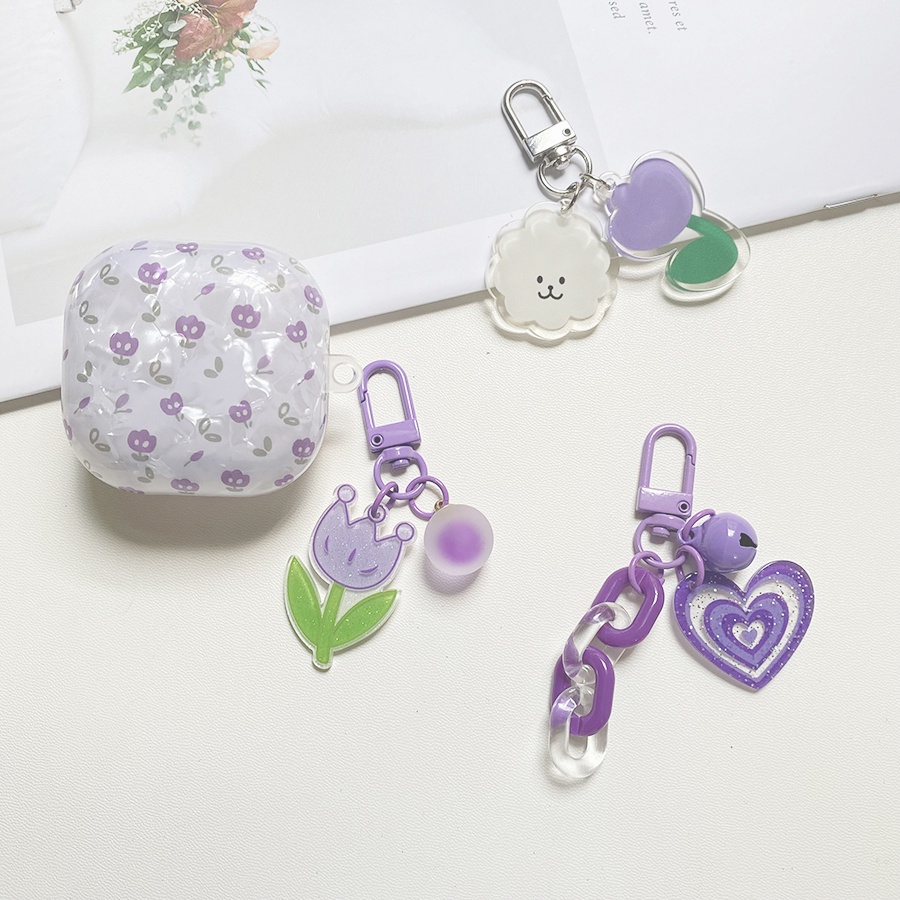 Sang Trọng Vỏ Bảo Vệ Hộp Sạc Tai Nghe Samsung Galaxy buds live / buds 2 / buds PRO Bằng silicon Họa Tiết Gấu Và Hoa Sang Trọng Kèm Móc Treo Tiện Dụng