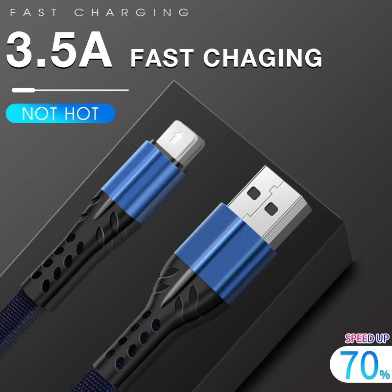 3.5A 1M Weaving Nylon Fast Charging Data Line Micro USB Type-C Lightning USB Cable For Android IOS