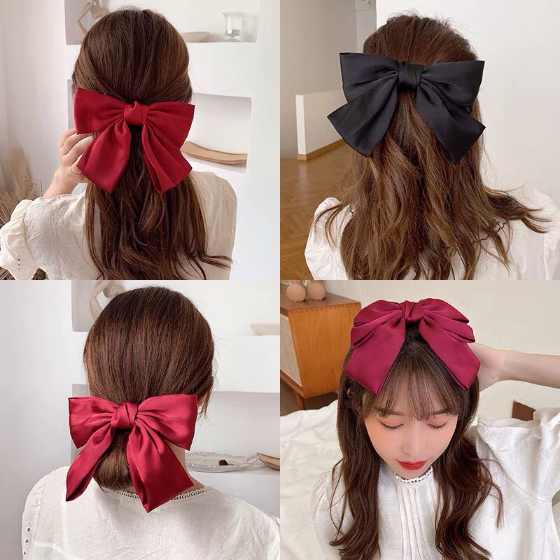Kẹp tóc nơ lụa phong cách Hàn Quốc cặp tóc tiểu thư dễ thương cho nữ xinh xắn đáng yêu cute bản đẹp Miituu NLHQ