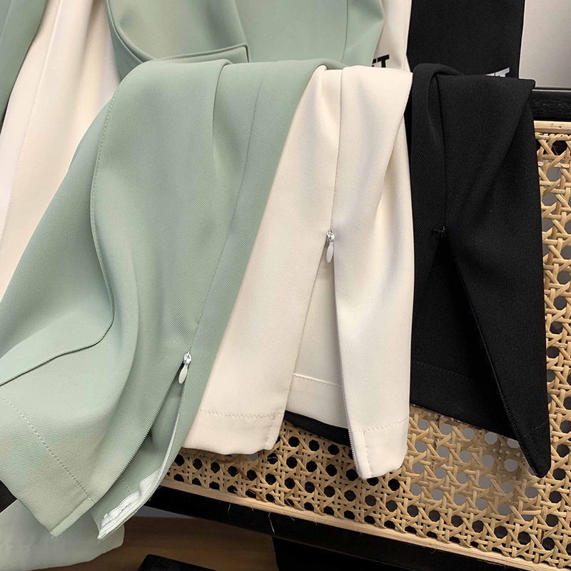 Jiashucheng Quần Dài Ống Rộng Màu Xanh Bạc Hà Phong Cách Nhật Bản