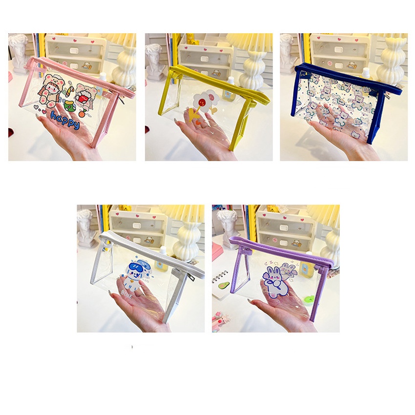 Túi Đựng Bút Trong Suốt Cỡ Lớn Họa Tiết Hoạt Hình Xinh Xắn