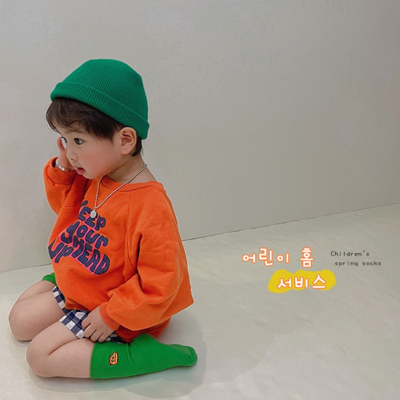 Bộ 3 đôi tất KokoroCare MS-33 màu xanh lá+trắng+đen thêu hình động vật cho trẻ em 1-8 tuổi size S/M/L