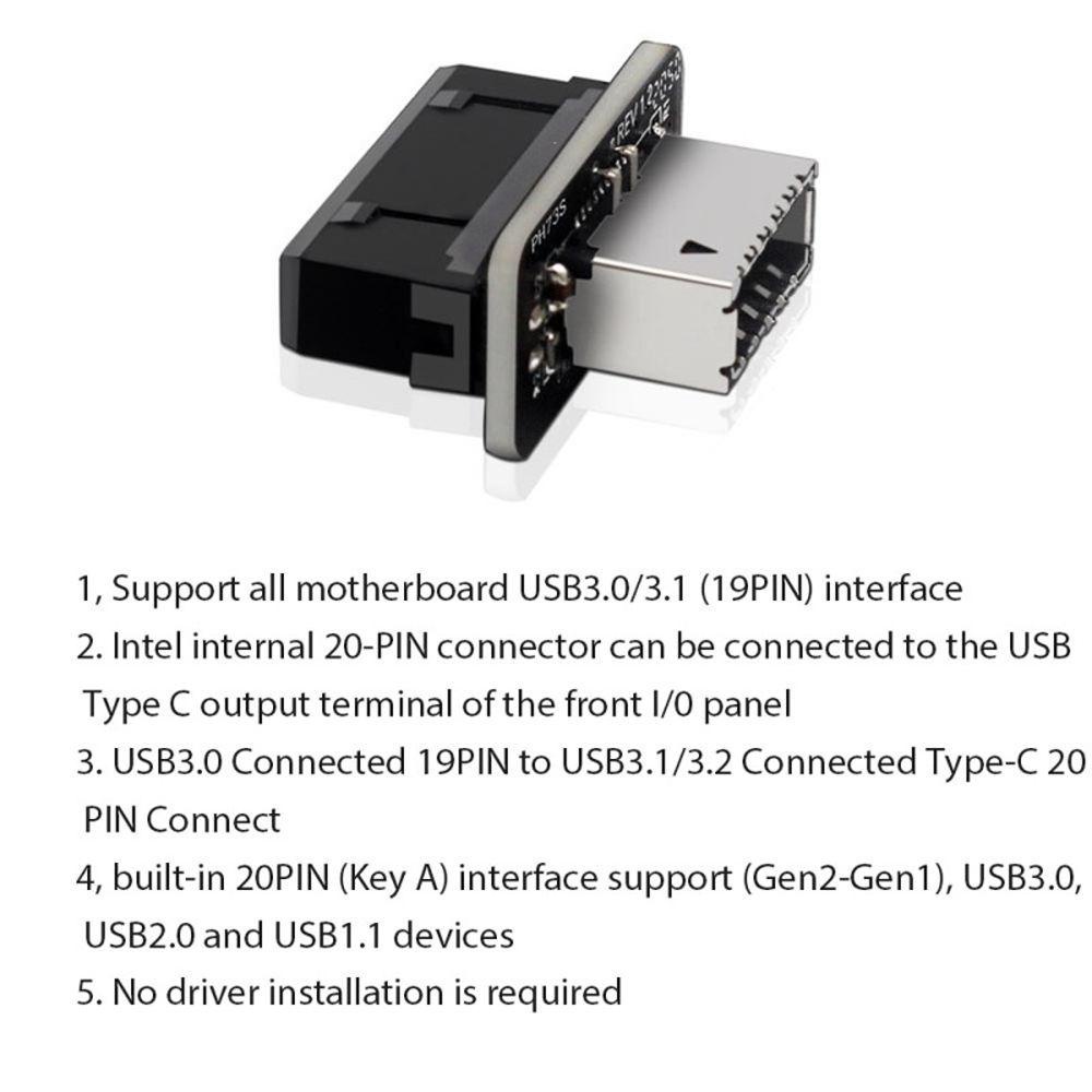 Đầu chuyển đổi USB 3.1/ 3.2 type C 20 chân sang 19 chân ABS đầu nối bo mạch chủ 360 độ/ nhiều màu