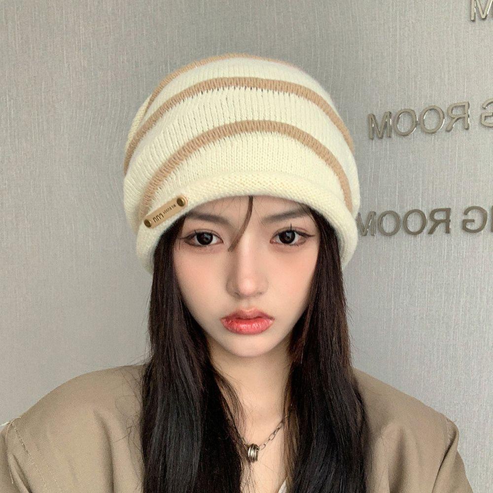 Mũ Len Polyester Họa Tiết Sọc Thời Trang Đường Phố WMES15H