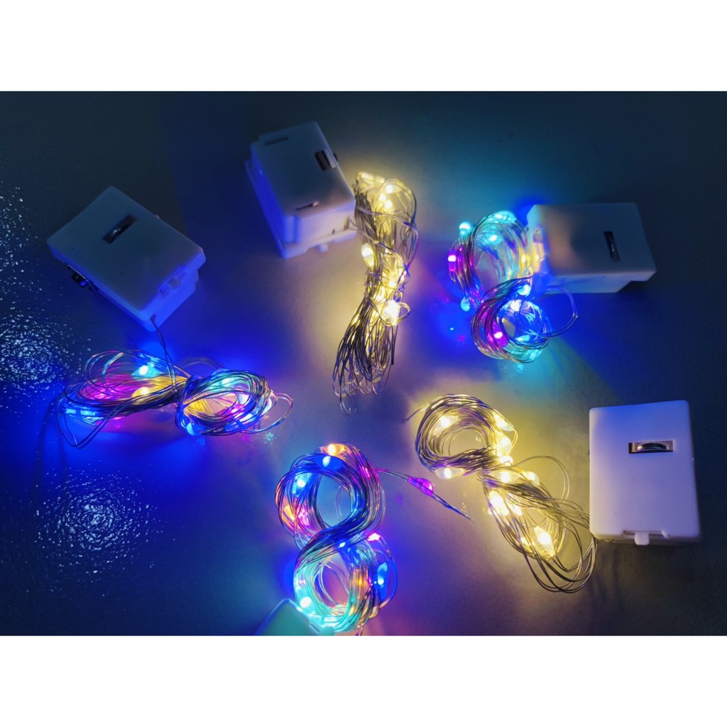 Tặng Pin-Chỉnh 3 Kiểu Chớp Nháy- Đèn Led Dây 2 Mét 20 Bóng Đèn Đom Đóm Fairy Light Trang Trí Decor Quấn Cây Noel Lễ Tết