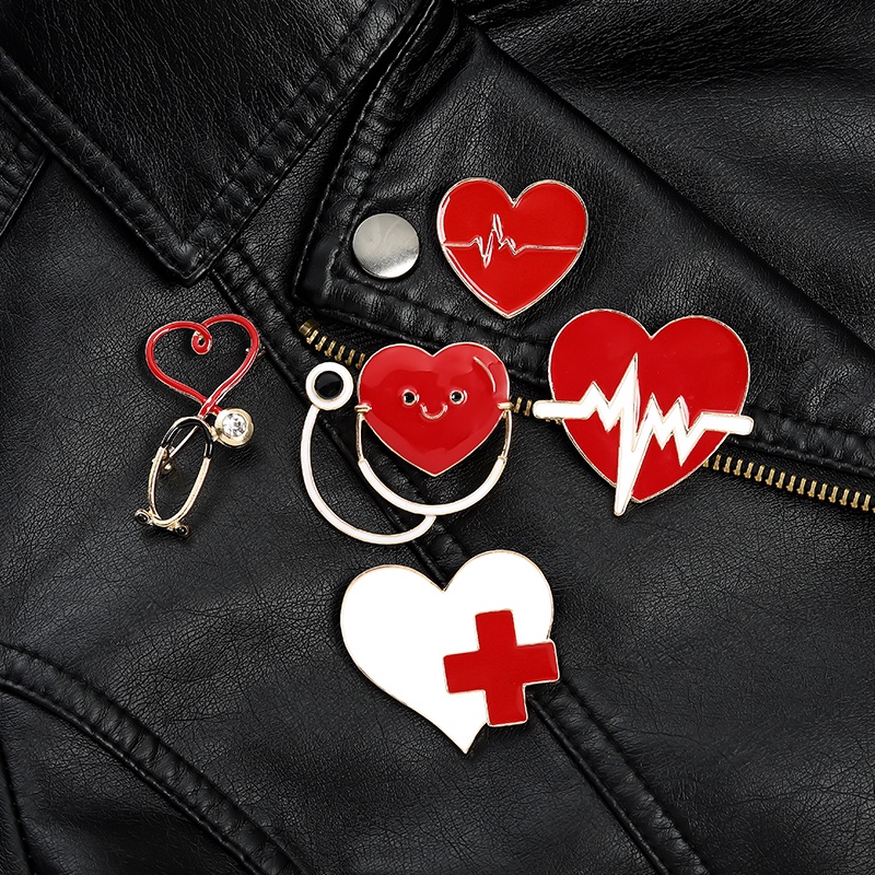 Ghim Cài Áo Kim Loại Tráng Men Hình Ống Nghe Y Tế