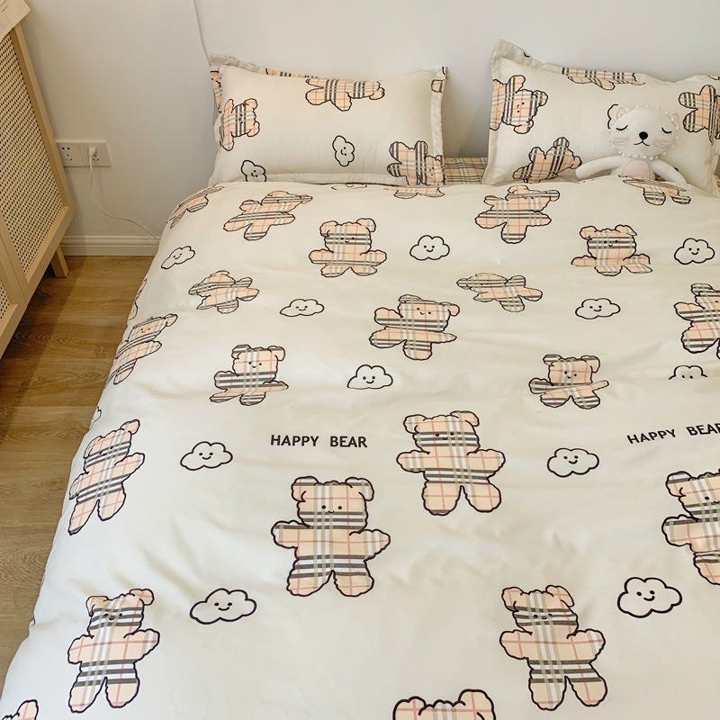 Bộ chăn ga gối phong cách Hàn Quốc - Gấu teddy đủ màu ( Không kèm ruột ) | BigBuy360 - bigbuy360.vn