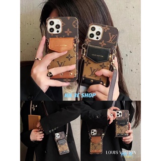 ❤️On ️ Vỏ Ví Sang Trọng Cho iPhone 15 14 13 12 11 pro max xs max xr x 7 8 plus Thời Trang Đẹp V Thiết Kế Khe Cắm Thẻ Ví Túi Da PU Bao Da Có Dây
