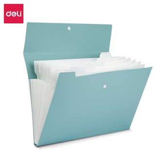 Cặp đựng tài liệu A4 Deli - File lưu trữ tài liệu - 8 ngăn phân trang màu xanh dương