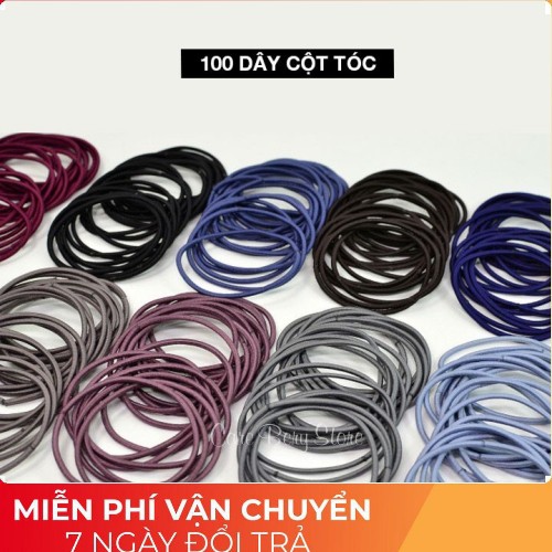 Set 100 dây buộc tóc có túi zip đủ màu