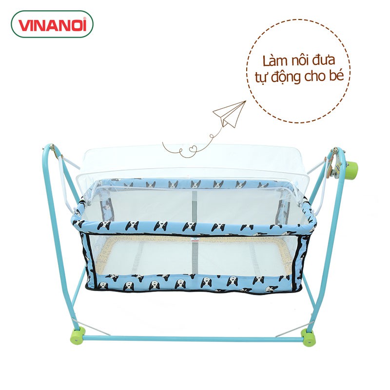 Nôi điện kèm võng xếp 2 trong 1 có máy đưa tự động VINANOI cho bé từ 8-20kg